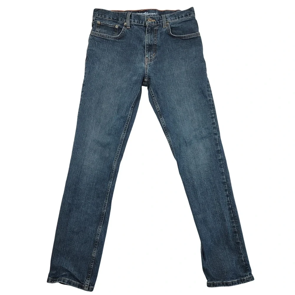 Eddie Bauer Jeans Mens 30x30 Blue Straight Leg Stretch Denim Cotton